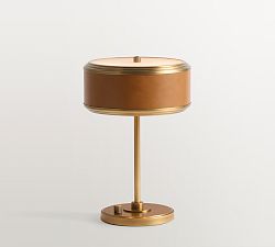 Redford Caramel Leather Task Table Lamp (13")