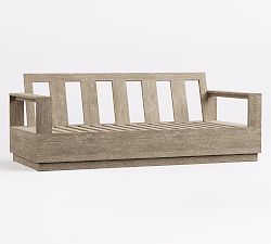 Open Box: Indio Eucalyptus Modern Platform Outdoor Sofa Frame (77") - Weathered Gray