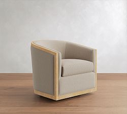 Open Box: Aurelia Swivel Chair - Performance Rustic Linen Parchment