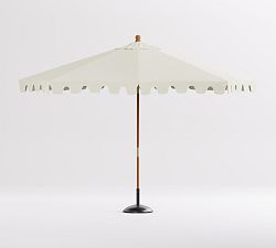 Scalloped Round Eucalyptus Umbrella with Brass Accents (9')