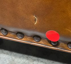 Open Box: Irving Leather Storage Ottoman with Nailheads - Statesville Molasses, Coffee Feet