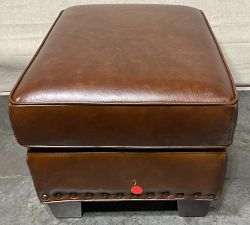 Open Box: Irving Leather Storage Ottoman with Nailheads - Statesville Molasses, Coffee Feet