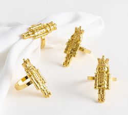 Gold Nutcracker Napkin Rings - Set of 4