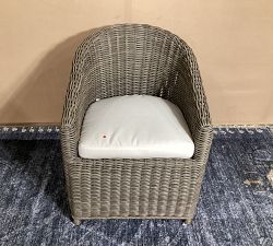 Open Box: Huntington Wicker Slope Arm Outdoor Dining Chair with Cushion - High Performance Canvas Natural, Gray