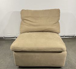 Open Box: Westlake Leather Armless Power Recliner - Nubuck Sand, Chocolate