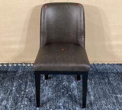 Open Box: Layton Leather Side Dining Chair - Gravel Graphite, Blackened Oak Legs