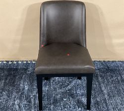 Open Box: Layton Leather Side Dining Chair - Gravel Graphite, Blackened Oak Legs