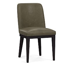Open Box: Layton Leather Side Dining Chair - Gravel Graphite, Blackened Oak Legs