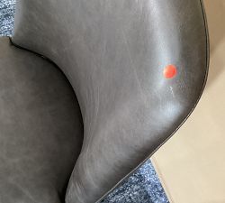 Open Box: Layton Leather Side Dining Chair - Gravel Graphite, Blackened Oak Legs