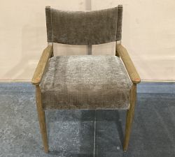 Open Box: Pauline Upholstered Dining Armchair - Altair Mushroom, Toasted Oak Legs