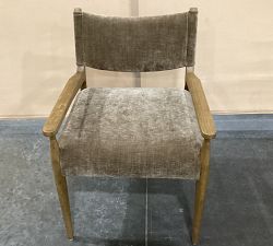 Open Box: Pauline Upholstered Dining Armchair - Altair Mushroom, Toasted Oak Legs