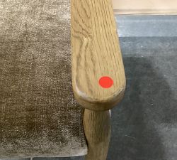 Open Box: Pauline Upholstered Dining Armchair - Altair Mushroom, Toasted Oak Legs