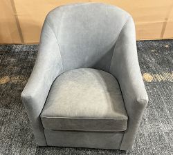 Open Box: Tillman Leather Swivel Armchair without Nailheads - Keystone Azure