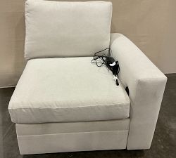 Open Box: Pearce Modern Square Arm Right Power Recliner - Performance Heathered Basketweave Alabaster White
