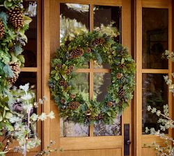 Faux Lit Rustic Pine and Berry Wreath &amp; Garland