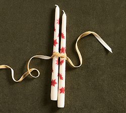 Poinsettia Taper Candle - Set of 2