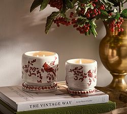 Red Cardinal Ceramic Candle - Cranberry Pomegranate