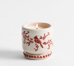 Red Cardinal Ceramic Candle - Cranberry Pomegranate