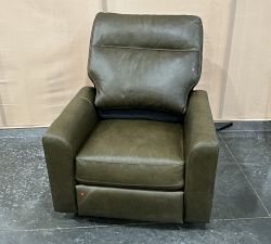 Open Box: Parker Leather Power Swivel Glider Recliner - Statesville Wolf Gray