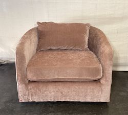 Open Box: Remmy Swivel Armchair (32") - Rustic Chenille Rosewood
