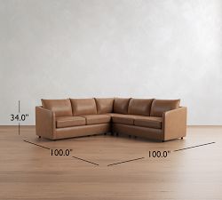 Charlotte Leather 3-Piece L-Shaped Sectional (100")