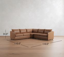 Charlotte Leather 3-Piece L-Shaped Wedge Sectional (110")