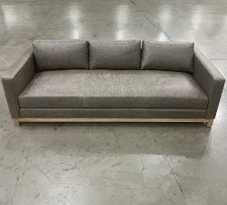 Open Box: Jake Leather Grand Bench Sofa (96"W, 40"D), 3X1 - Statesville Iron, Seadrift
