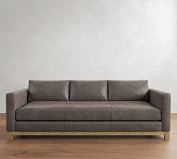 Open Box: Jake Leather Grand Bench Sofa (96"W, 40"D), 3X1 - Statesville Iron, Seadrift