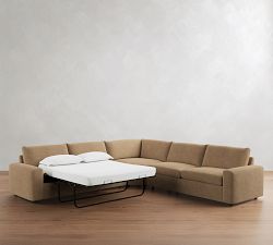 Sierra Leather 3-Piece L-Shaped Wedge Sleeper Sectional (139")