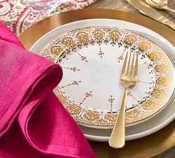 Diwali Gold Pattern Stoneware Salad Plates - Set of 4