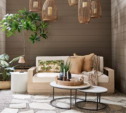 Indio Eucalyptus Modern Platform Outdoor Sofa (77")