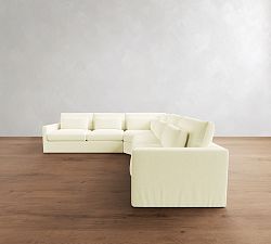 Westwood Slim Arm Deep Seat Slipcovered 3-Piece L-Shaped Wedge Sleeper Sectional (129")