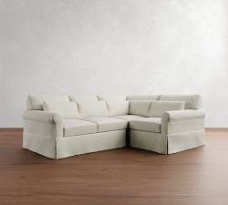 York Roll Arm Deep Seat Slipcovered 3-Piece Sectional (99")