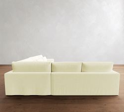 Westwood Slim Arm Deep Seat Slipcovered 3-Piece L-Shaped Wedge Sleeper Sectional (129")