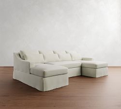 York Slope Arm Deep Seat Slipcovered Double Chaise Sectional (107")