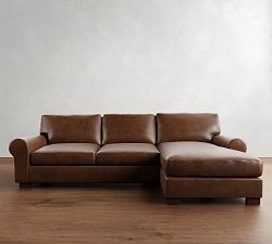 Turner Roll Arm Leather Chaise Sectional (111"&ndash;133")