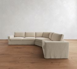 Westwood Square Arm Slipcovered 3-Piece Wedge Sectional (128&quot-138")
