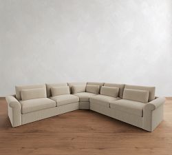 Westwood Roll Arm Deep Seat Slipcovered 3-Piece L-Shaped Wedge Sleeper Sectional (135")