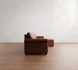 York Roll Arm Leather Chaise Sectional (91"&ndash;121")