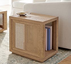 Marina Rectangular Cane Side Table (15")