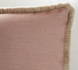 Sunbrella® Salmon Solid Fringe Outdoor Pillow