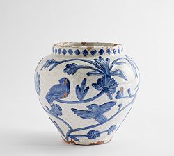 Open Box: Montrose Terracotta Vase, Medium (10"H) - Blue &amp; White