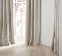 Custom Seaton Textured Cotton Blackout Curtain - Oatmeal