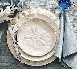 Pearlescent Sand Dollar Stoneware Salad Plates - Set of 4