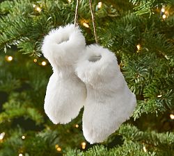 Furry White Boots Ornament