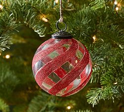 Glass Red Swirl Ornament