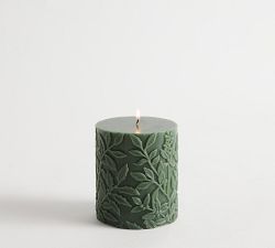 Holly Berry Etched Pillar Candle