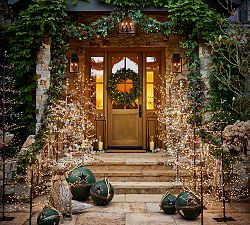 Faux Lit Rustic Pine and Berry Wreath &amp; Garland