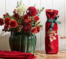 Fluted Green Ceramic Vase