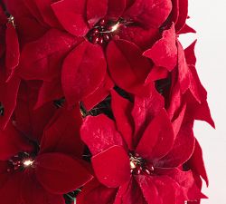 Faux Lit Poinsettia Cone Tree